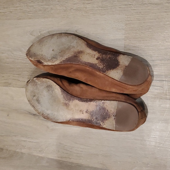 Tory Burch Suede Leather Ally Bow Ballet Flat size 7M Brown slip on pleated - Picture 7 of 7